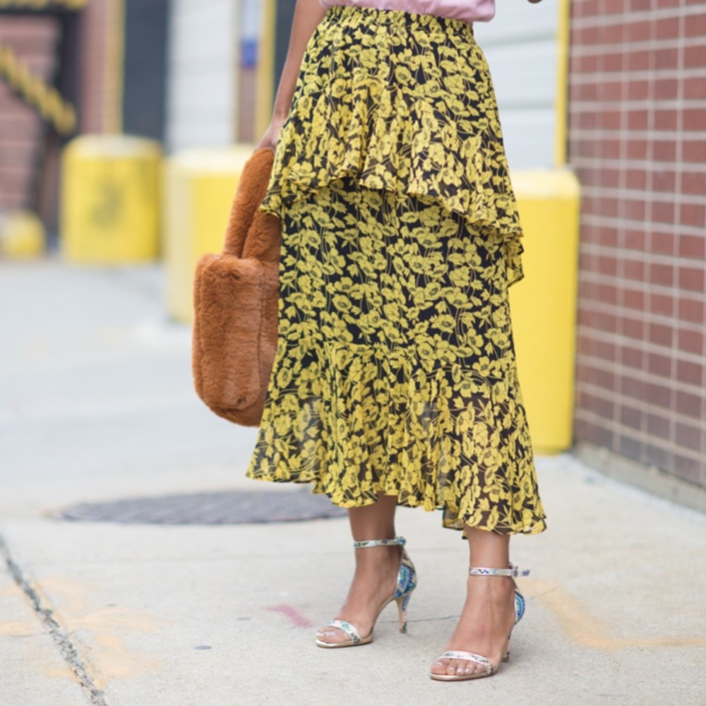 Target “What Not To Wear” Long Yellow Floral Skirt